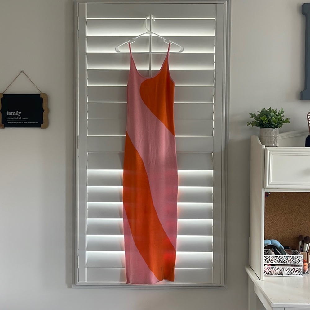 Long pink and orange maxi dress